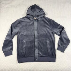 NWT Marine Layer Velour Corduroy Snap Hoodie India Ink Men's Large Long Sleeve‎